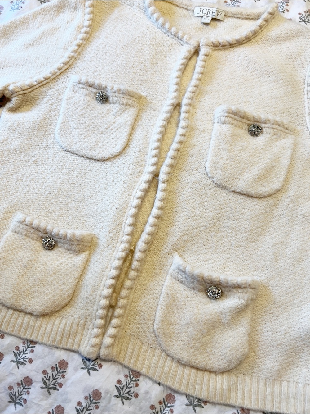 J. Crew Odette sweater lady jacket with jewel buttons M - Picture 5 of 10